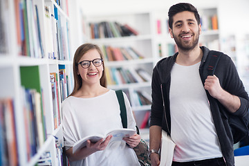 Image showing students couple  in school  library