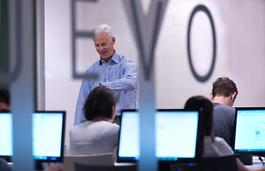 Image showing teacher and students in computer lab classroom