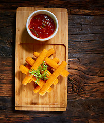 Image showing Homemade Fried Mozzarella Sticks