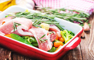 Image showing raw meat with vegetables