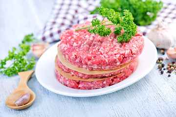 Image showing raw burgers