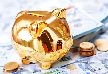 Image showing Piggy bank and money