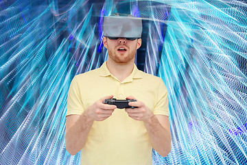 Image showing man in virtual reality headset or 3d glasses