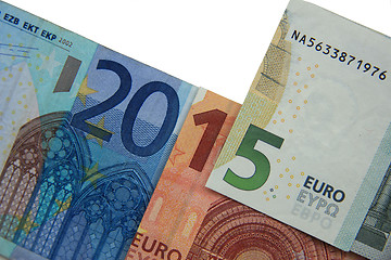 Image showing year 2015  in Euro notes