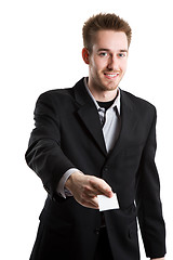 Image showing Businessman with business card