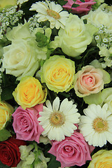 Image showing yellow, white and pink wedding flowers