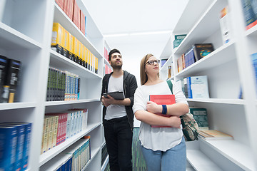 Image showing students group  in school  library