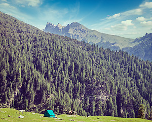 Image showing Camp tent in mountain