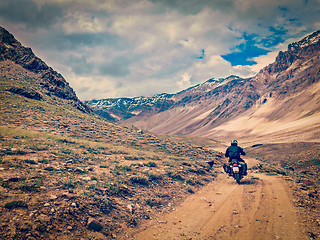 Image showing Bike on mountain road in Himalayas