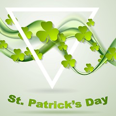 Image showing Green smooth waves and clovers shamrocks