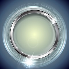 Image showing Bright shiny background with metal circle frame