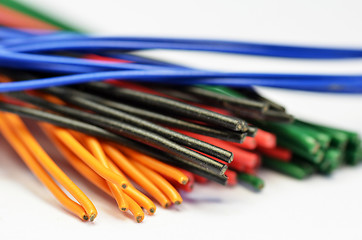 Image showing Colored electrical cables and wires