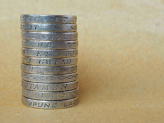 Image showing Pound coins pile