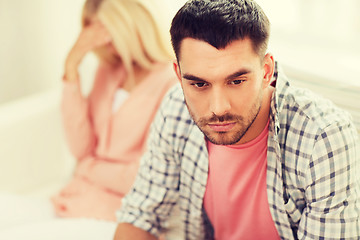 Image showing unhappy couple having argument at home