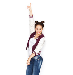 Image showing happy smiling pretty teenage girl dancing
