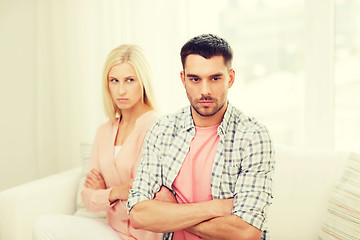 Image showing unhappy couple having argument at home