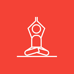 Image showing Man meditating in lotus pose line icon.