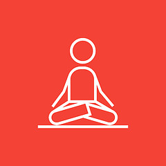 Image showing Man meditating in lotus pose line icon.