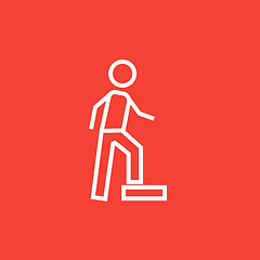 Image showing Man doing step exercise line icon.