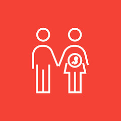 Image showing Husband with pregnant wife line icon.