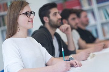 Image showing group of students study together in classroom