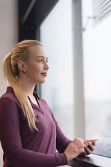 Image showing business woman using smart phone at office