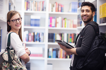 Image showing students group  in school  library