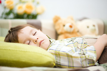 Image showing Cute little boy is sleeping