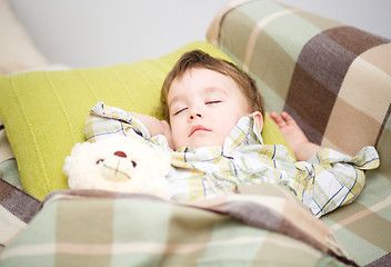 Image showing Cute little boy is sleeping