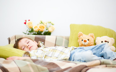 Image showing Cute little boy is sleeping