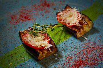 Image showing Baked aubergines with tomato