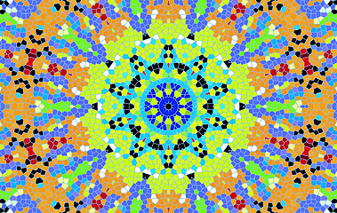 Image showing Bright abstract concentric mosaic pattern