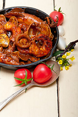 Image showing fresh seafoos stew on an iron skillet