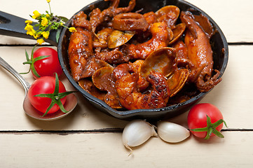 Image showing fresh seafoos stew on an iron skillet