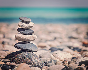 Image showing Zen balanced stones stack