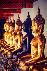 Image showing Sitting Buddha statues, Thailand