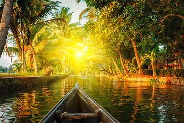 Image showing Canoe in Kerala backwaters