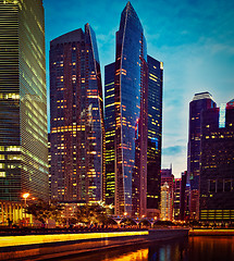 Image showing Singapore downtown in evening