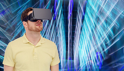 Image showing man in virtual reality headset or 3d glasses