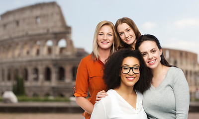 Image showing group of happy different women over coliseum