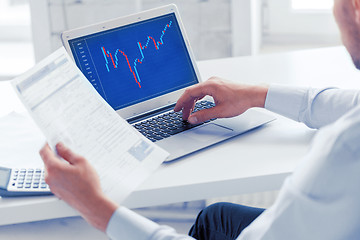 Image showing businessman working with forex chart in office