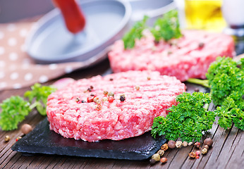 Image showing raw burgers