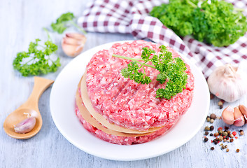 Image showing raw burgers