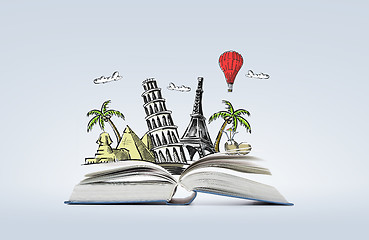 Image showing open book with landmarks drawing