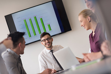 Image showing young business people group on team meeting at modern office