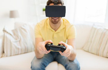 Image showing close up of man in virtual reality headset playing