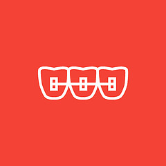 Image showing Orthodontic braces line icon.