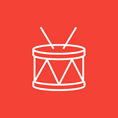 Image showing Drum with sticks line icon.