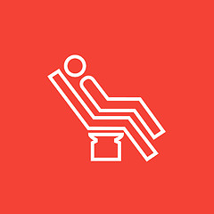 Image showing Man sitting on dental chair line icon.