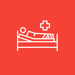 Image showing Patient lying on bed line icon.
